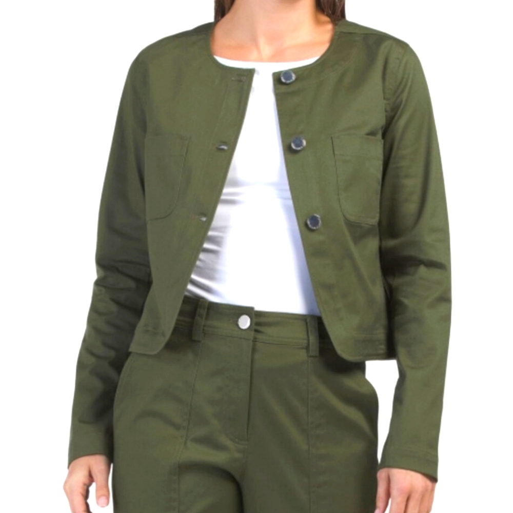 DEREK LAM - 10 CROSBY Tinna Cropped Fatigue Green Field Jacket sz S NWT